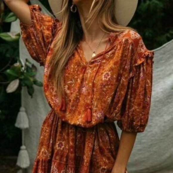 New Boho Floral Print Cotton Tunic/ Dress - Picture 1 of 7
